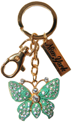 New York Butterfly Rhinestone Keychain