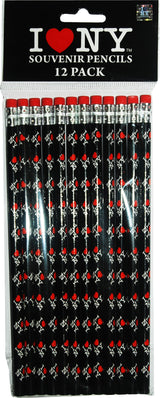 I Love New York 12 Pack of Pencils- Comes in Black, White and Pink