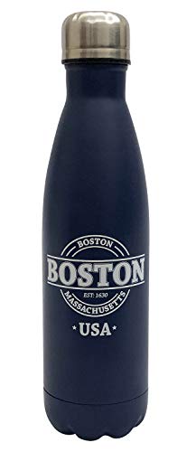 Citydreamshop Boston Massachusetts Navy Water Bottle with Vacuum Insulated Stainless Steel for Men, Women & Kids | Perfect Souvenir Gift Collection for Boston Lover