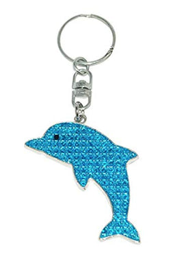 Blue Diamond Dolphin Encrusted Keychain of Miami Florida