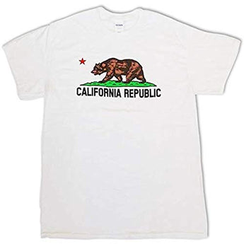 CityDreamShop California Republic Bear Short Sleeve White T-Shirt (Small)