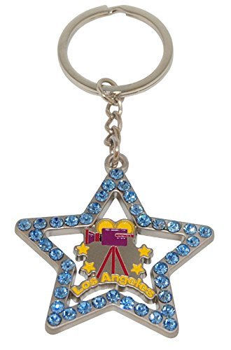 Los Angeles Hollywood Movie Camera Keychain With Hollywood Star Shape
