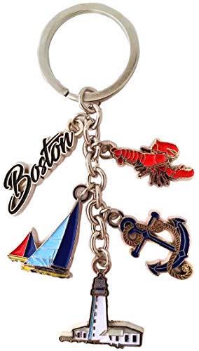 Boston Charm Key Chain Harbor Anchor- Sail Boat and Lucky Lobster