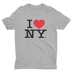 I Love NY New York Short Sleeve Screen Print Heart T-Shirt Gray XL
