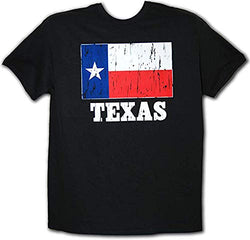 CityDreamShop State of Texas Distressed Flag Short Sleeve T-Shirt (M) Black