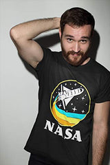 CityDreamShop NASA Retro Rocket-Ship Ladies Cut T-Shirt (Large) Black