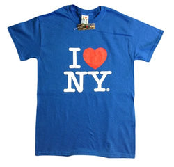 I Love NY New York Short Sleeve Screen Print Heart T-Shirt Royal Blue Large