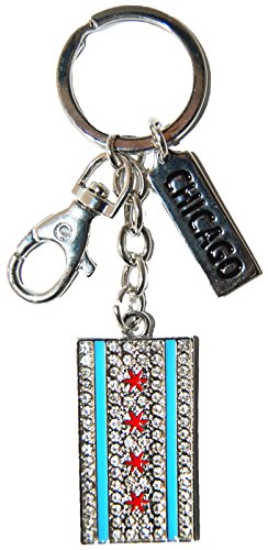 Chicago Flag Rhinestone High End Souvenir Keychain