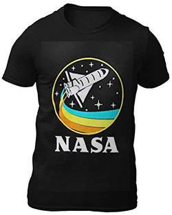 CityDreamShop NASA Retro Rocket-Ship Short Sleeve T-Shirt (Large) Black