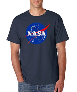 Gildan NASA Meatball Logo White, Blue or Gray T-Shirts (Medium, Navy)