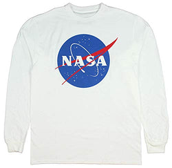 econoShirts NASA Meatball Logo Long Sleeve Shirt Space Shuttle Rocket Science Geek Tee (Medium, White)