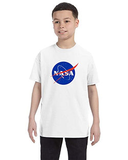 NASA Meatball Logo Youth Shirt Space Shuttle Rocket Science Geek Boys Kids GirlsTee (Medium, White)