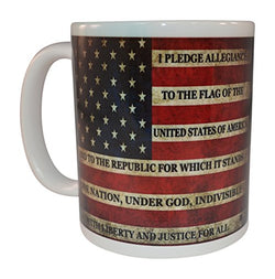Patriotic USA Flag Funny Coffee Mug Novelty Cup Gift America Pledge of Allegiance