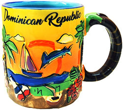 Dominican Republic Hand Painted 11 Ounce Coffee Mug- Featuring beautiful ocean Design
