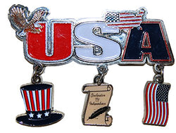 USA Patriotic American Themed Dangle Magnet- Featuring American Flag, Bald Eagle and the Declaration of Independence