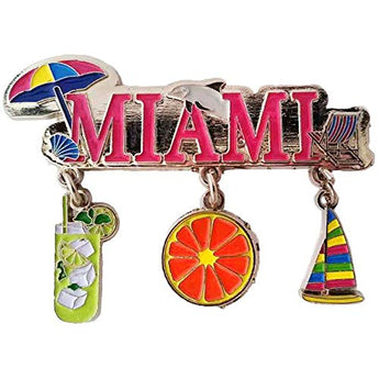 Miami City 3 Charm Magnet Coastal Souvenir Metal Super Magnetic Refrigerator Dangling Magnet
