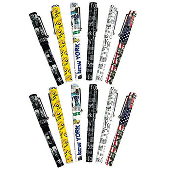 Set of 12 Unique Ballpoint Pens with Caps New York City Collectible Souvenir Gift