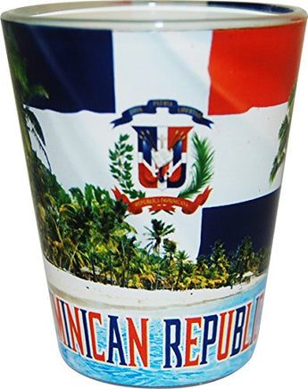 CityDreamShop's Dominican Republic Beach Design Souvenir Shot Glass- Featuring the Dominican Flag