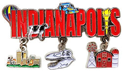 State of Indianapolis 3 Charm Dangle Magnet
