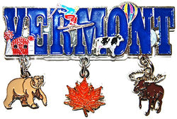 Vermont 3 Charm Dangle Metal Magnet