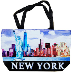 Colorful tote bag New york Skyline empire state statue of liberty