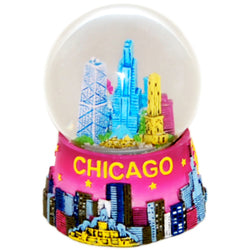 Chicago snow globe pink- city skyline