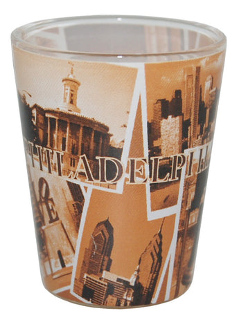Philadelphia Shotglass with all Historic Philadelphia Landmarks