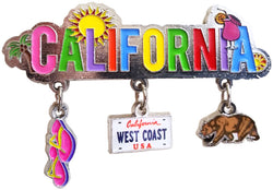 California 3 charm keychai- sun, drink, flip flops, west coast hitemup bear