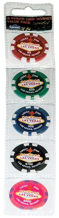 value pack of 5 magnets poker chips las vegas