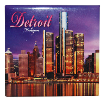 Purple detroit michigan skyline