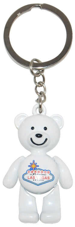 White Las Vegas Teddy bear souvenir keychain