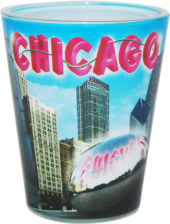 Chicago blue skyline shotglass