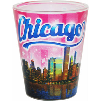 Chicago Shotglass - Pink Skyline