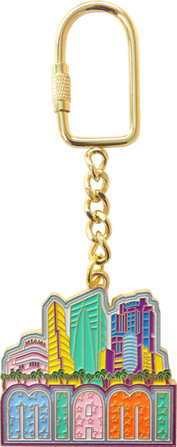 Gold Plated Miami Skyline Keychain