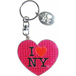 I Love New York Pink Glitter Keychain