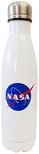 CityDreamShop NASA Logo Steel Vacuum Insulated 12 oz White Water Bottles Souvenir Gift Collection