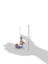 Snowman of Christmas with Hat, Christmas Scarf and Carrot with a Snowy Base Hanging or Standing Christmas Ornament- Featuring a Log Cabin