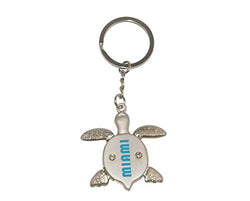 City of Miami Script Turtle Silverstone Metal Durable Novelty Keychain