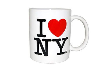 I Love New York Colorful Mugs- 11 oz Double Sided I Love NY Mugs in Colors Yellow, Pink, Orange, Blue, Purple, Black and White Souvenirs (White)