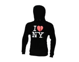 I Love NY New York Hoodie Screen Print Heart Sweatshirt Black Medium