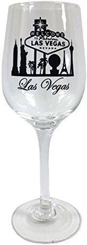 Novelty Wine Glass Featuring the Skyline of Las Vegas