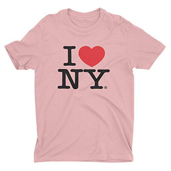 I Love NY New York Short Sleeve Screen Print Heart T-Shirt Light Pink (Large)