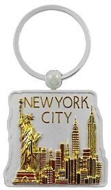 New York Keychain - Jumbo Gold/Square, New York Keychains, New York City Souvenirs