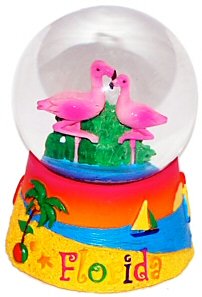 Great Places To You Florida Snow Globe - Flamingo 65MM, Florida Snow Globes, Florida Snow Domes