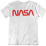 NASA Retro Vintage Designed Worm Logo Short Sleeve Comfortable T-Shirt (M, White)