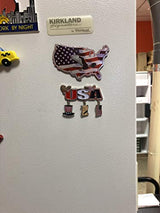 USA Shaped Flag Souvenir Patriotic Magnet Featuring Symbol of U.S. Bald Eagle