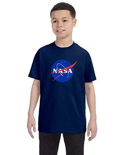 NASA Meatball Logo Youth Shirt Space Shuttle Rocket Science Geek Boys Kids GirlsTee (Small, Navy)