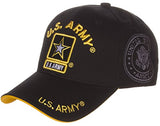 US Army Official License Structured Front Side Back and Visor Embroidered Hat Cap