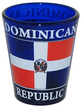 Dominican Republic Flag Cobalt Blue Shot Glass