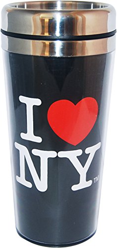 Citydreamshop's I Love New York Large Black Travel Mug Perfect souvenir Travel mug for Iced Coffee in Summer and a Hot beverage in winter